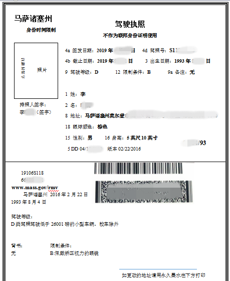 駕照翻譯模板