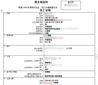 澳洲死亡證明翻譯