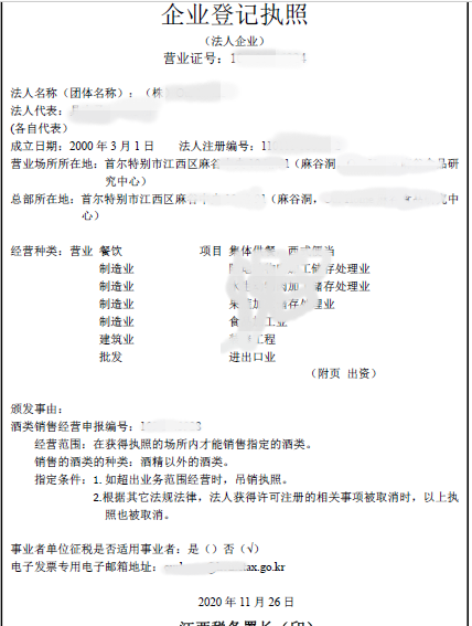 營業執照翻譯